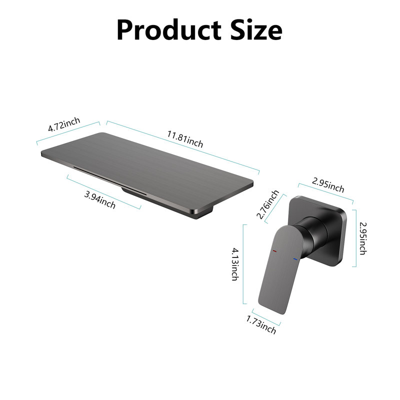 Wall Mounted Bathroom Faucet, Gun Ash