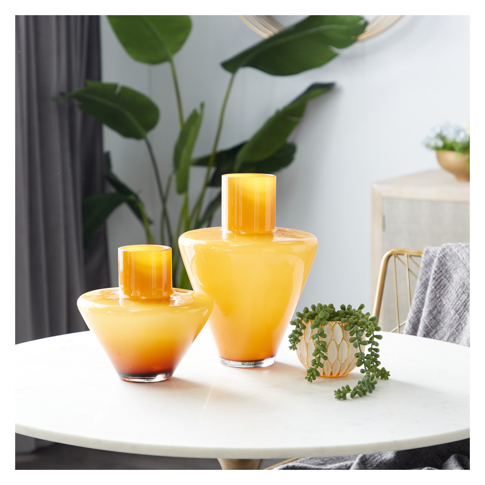 Glass Ombre Decorative Vase, Orange