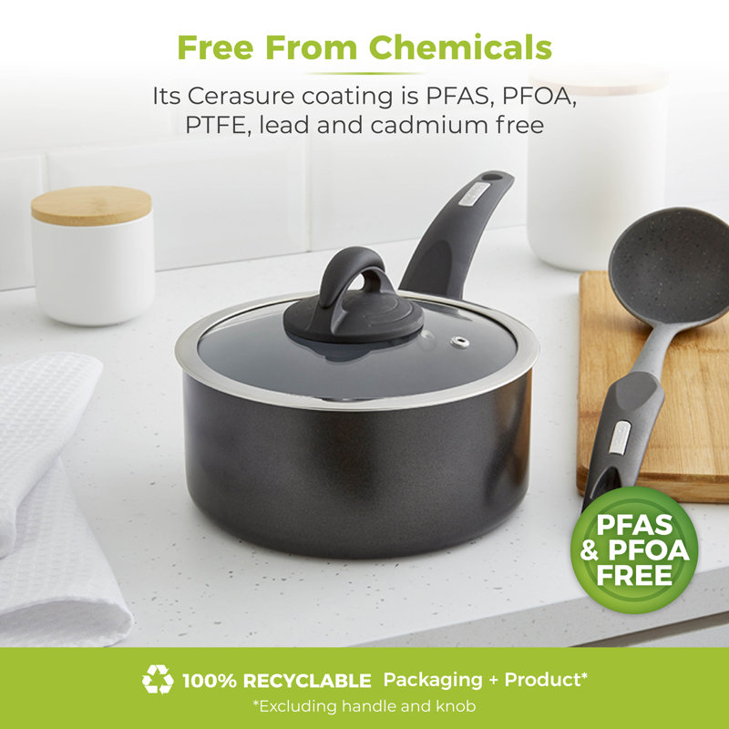 Tower Cerasure Saucepan with Non-Stick Coating, Suitable for all Hob Types, Graphite, 1.7 litres