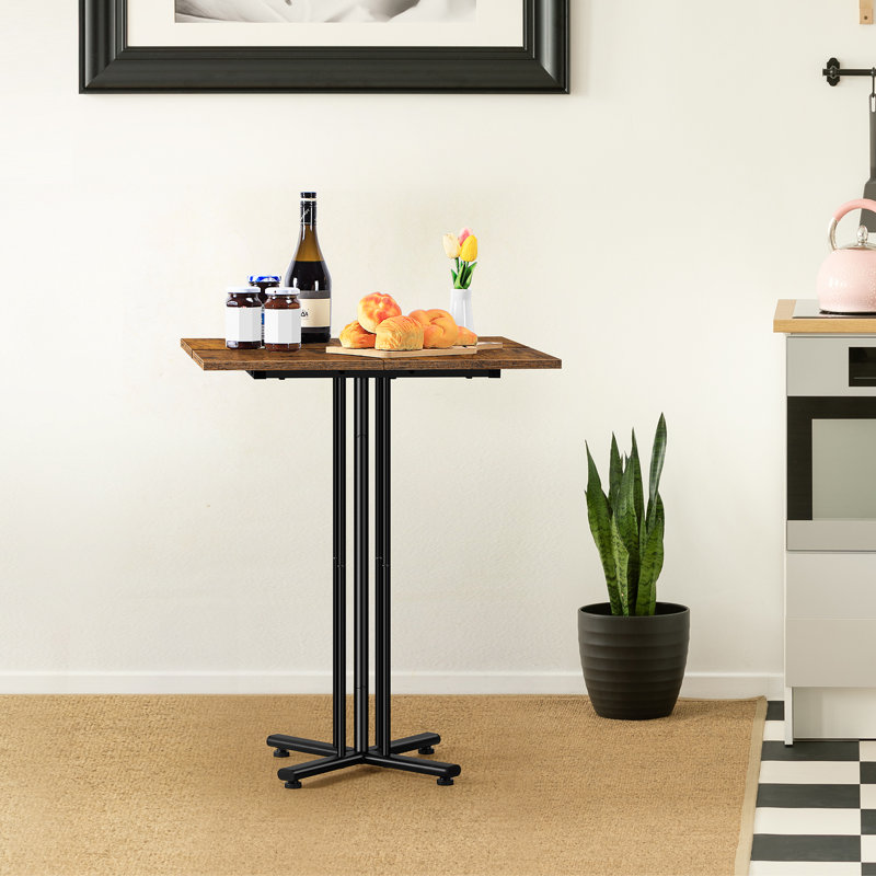 Table carrée de 29,5 po de hauteur pour 4 familles, Bois brun