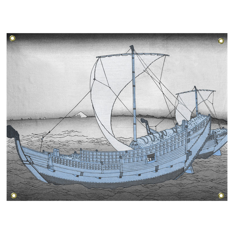 Tapisserie murale « the Kazusa Sea route », H 37,5 po x l 27,5 po, bleu