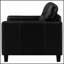 Fauteuil d'appoint élégant en similicuir noir avec accoudoirs droits, parfait pour les espaces de vie modernes et contemporains.-1107002419
