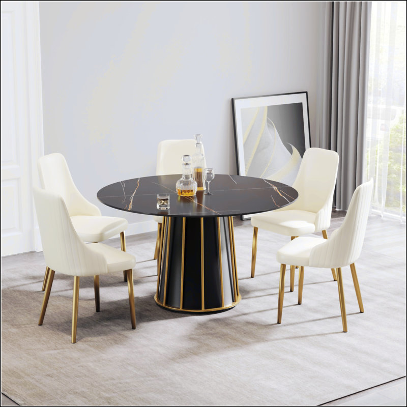 Table de salle à manger Modern, Noir, H 29,53 po x L 53,15 po x l 53,15 po