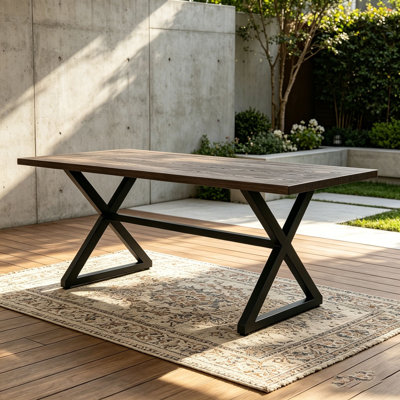 Outdoor Aluminum Dining Table with Steel Frame