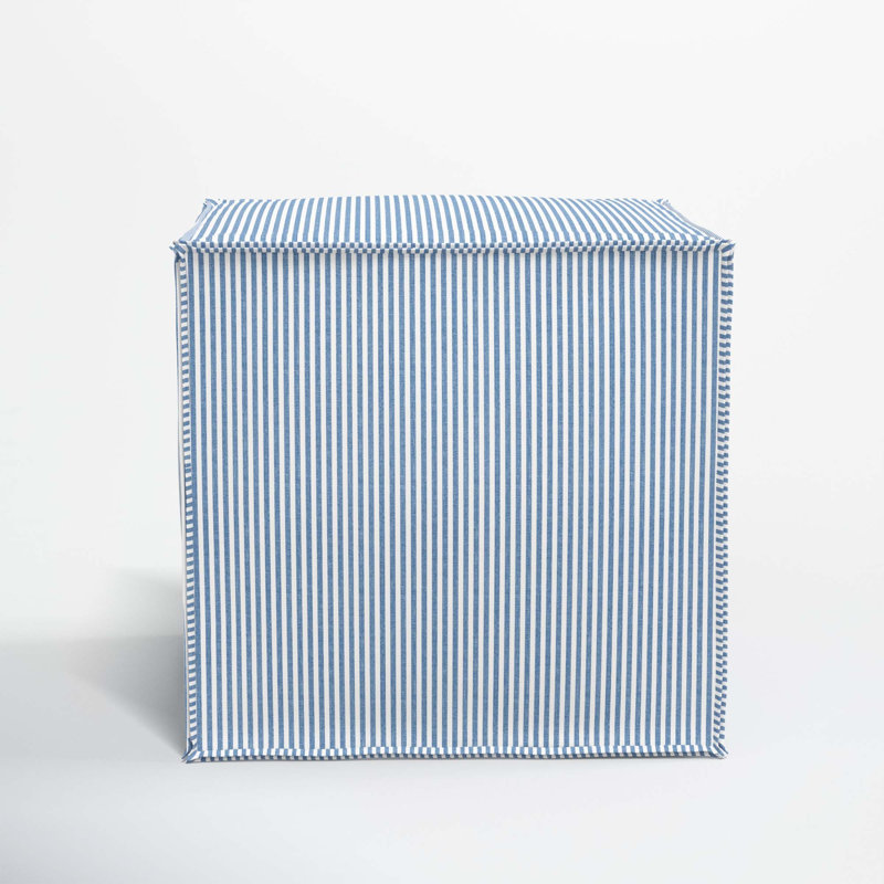 Upholstered Ottoman, Prep Stripe Blue