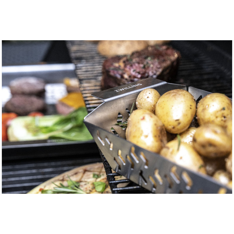 BBQ+ Dishwasher Safe Stainless Steel Grill Basket, 2.56'' H x 10'' W x 5.75''