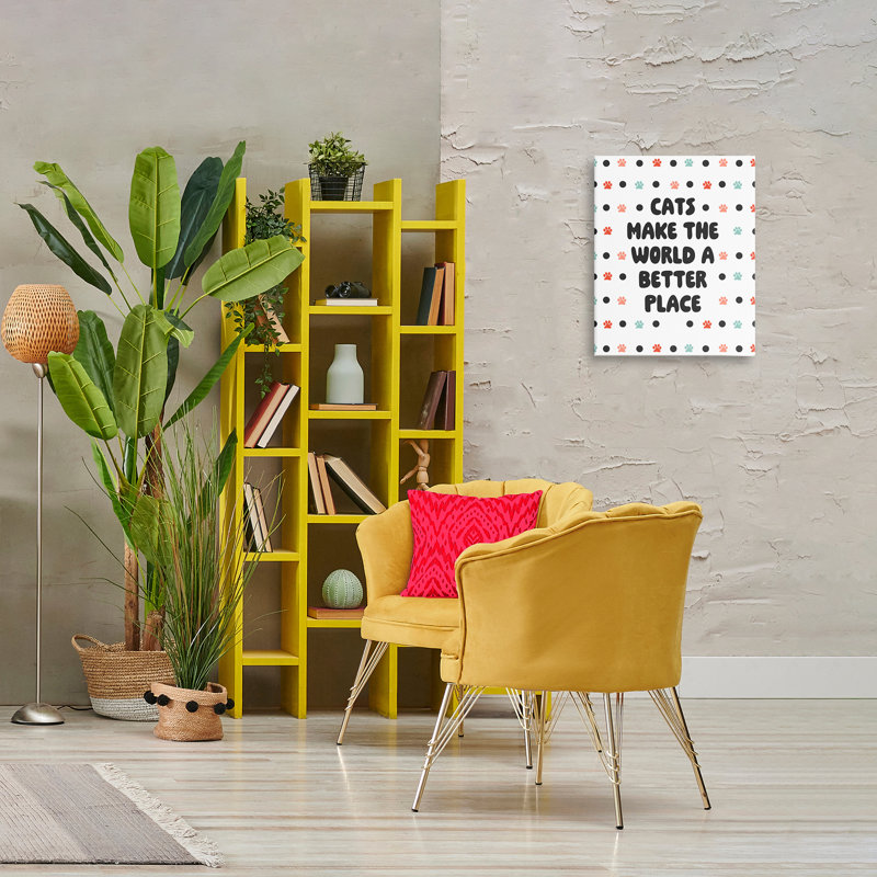 «Cats Make World Better», art mural sur toile par SD graphiques Studio, H 20 po x l 16 po