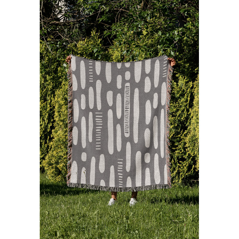 Jeté en coton Deka, Gris, 60 x 60