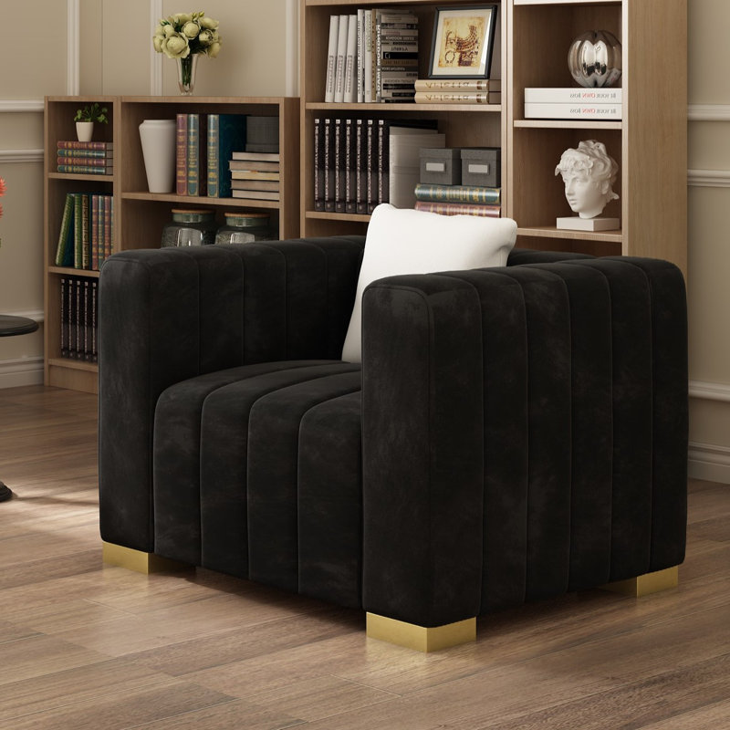 Fauteuil d'appoint 35,4 po, Noir, Doré
