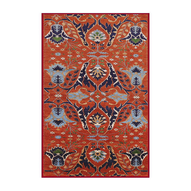 Tapis floral rouge / bleu / brun, Rectangle 6 pi x 9 pi