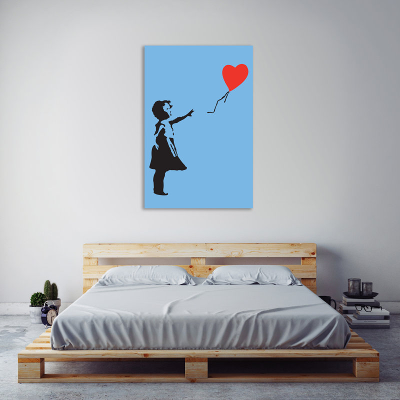 Balloon Girl On Blue by Banksy - Wrapped Canvas Print, 152cm H x 102cm W x 4cm D