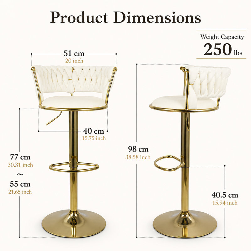 Tabouret tournant en velours, Beige