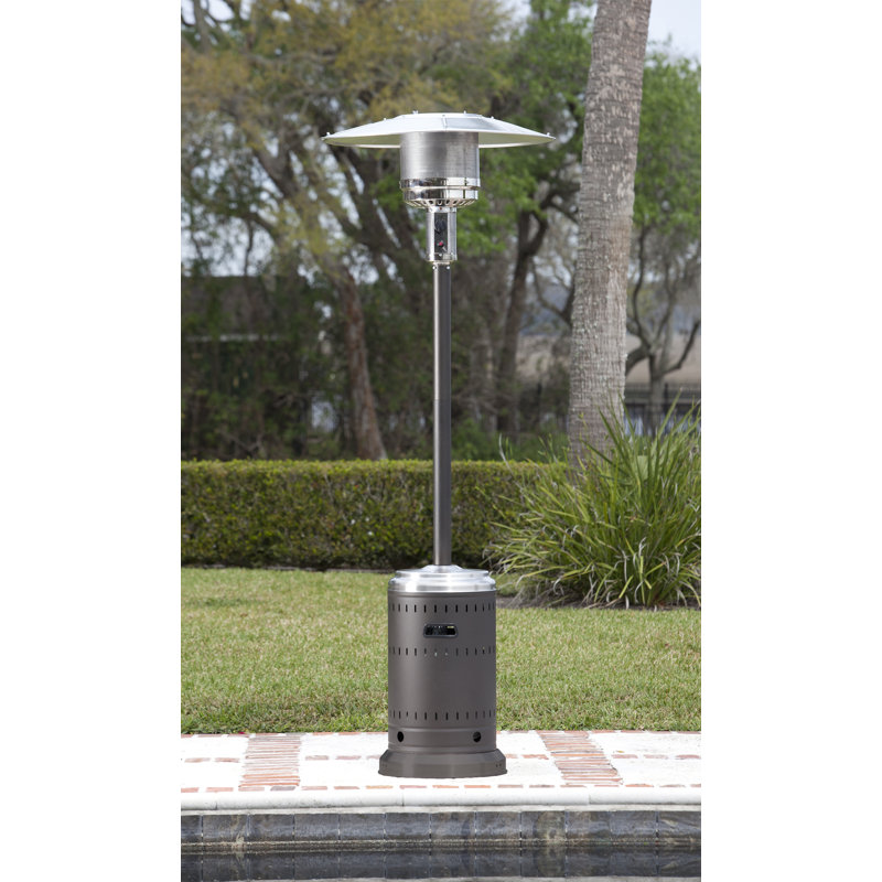 Chauffe-terrasse au propane de 46 000 BTU, autoportant et inoxydable de couleur moka