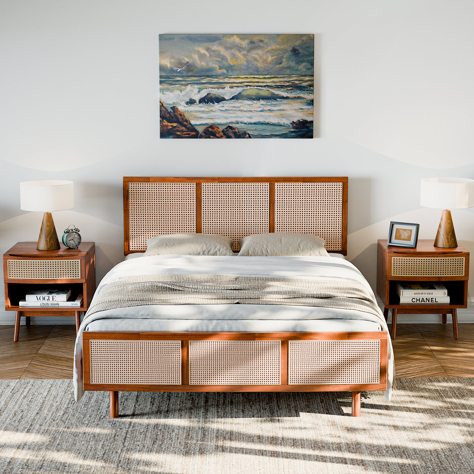 Bay Isle Home™ Arnitra Solid Wood Platform Bed With Rattan & Reviews ...