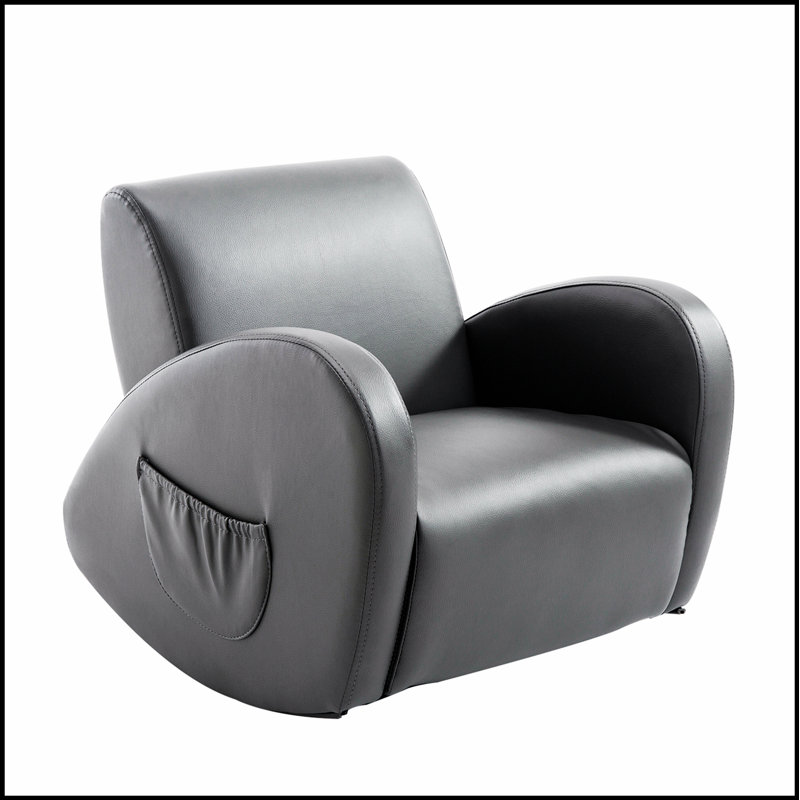 Chaise berçante en cuir de polyuréthane pour enfants avec poche latérale pour une assise confortable et durable, idéale pour les tout-petits