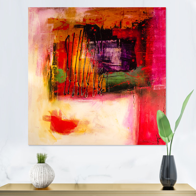 Modern Energetic Color Dance II - impression moderne sur bois, H 16 po x l 16 po x P 1 po, Toile tendue