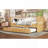 Twin Platform Bed With Drawers And Trundle, Solid Wood Daybed, No Spring Box Needed, Natural-1374236400