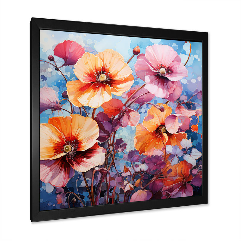 Vibrant Pansy Medley I, Cadre simple noir, H 30 po x l 30 po x P 1 po