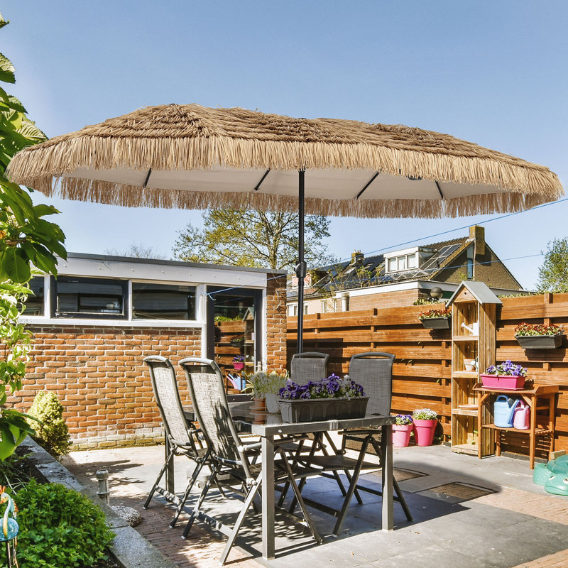 Parasol de patio 13 pi avec 12 baleines robustes Arlmont & Co., Jaune