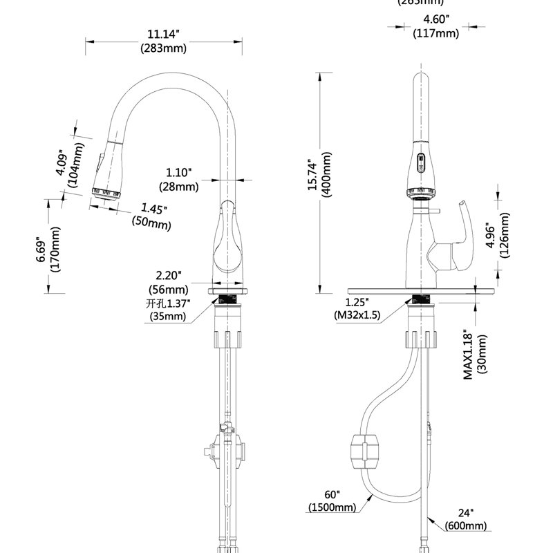 Robinet de cuisine en nickel brossé avec douchette rétractable et 4 modes de pulvérisation, boucle verrouillable, égratignure et ternissure, pour éviers de bar rv, 1,8 gallon par minute, pivotant sur 360 degrés, installation facile en acier inoxydable en nickel