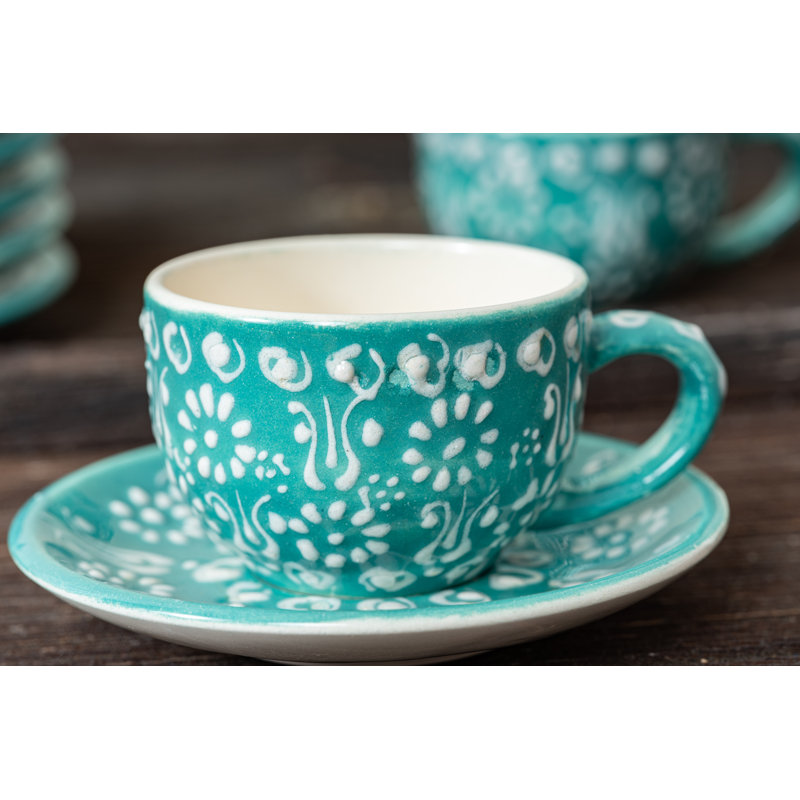Hand Painted Ceramic Ceramic, 2.5 oz, Green