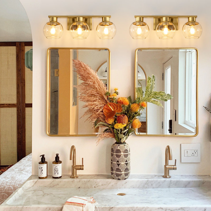 Geneva Dimmable Bathroom Vanity Light Fixtures, Gold, 3