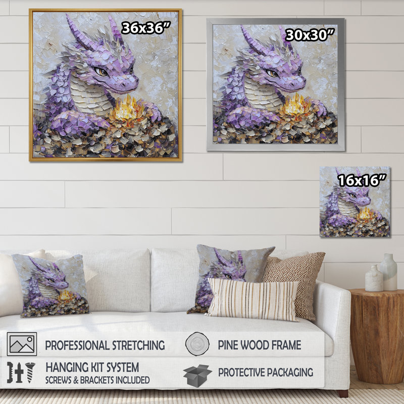«Cute Dragon Den I - Dragons», reproduction d'art murale, Reproduction encadrée d'une seule photo sans pass, Noir