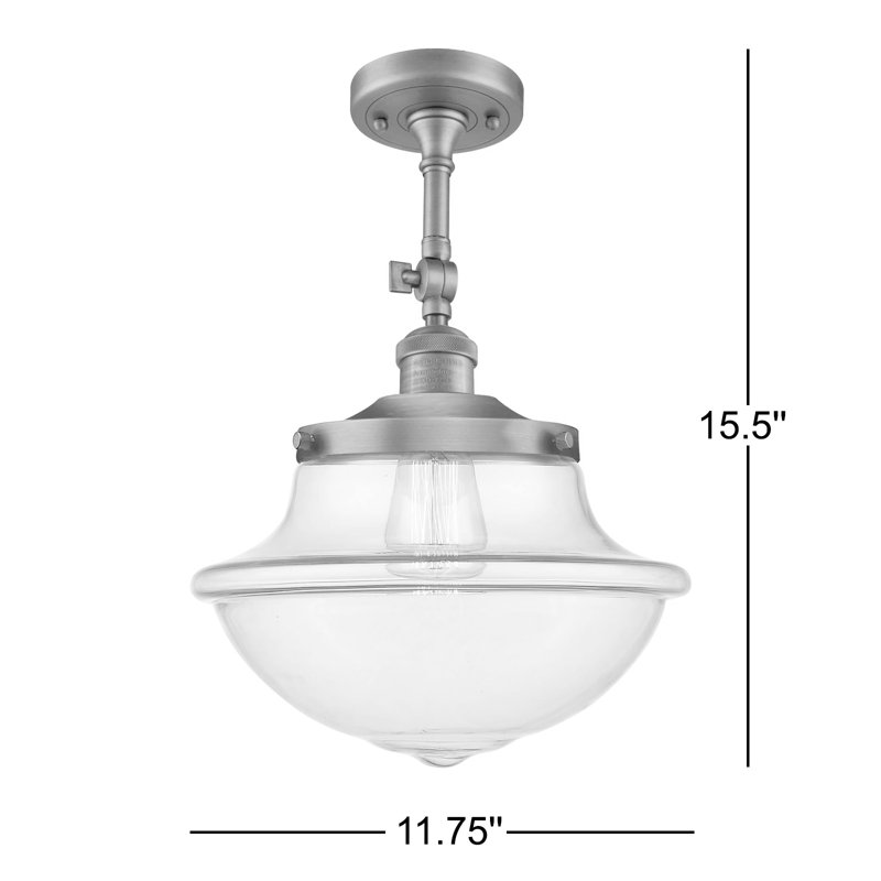 Baptiste Glass Semi Flush Mount, Matte White, No Bulb Included, Polished Nickel