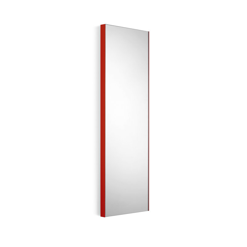 Speci Metal Flat Wall Mirror, Red, 37.8" H x 15.8" W