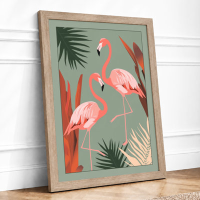 Flamingo Garden Tropical - Framed Print