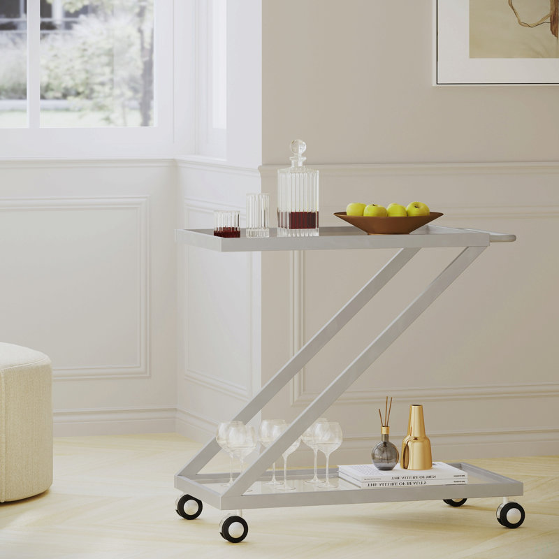 Chariot-bar, base en fer et verre trempé