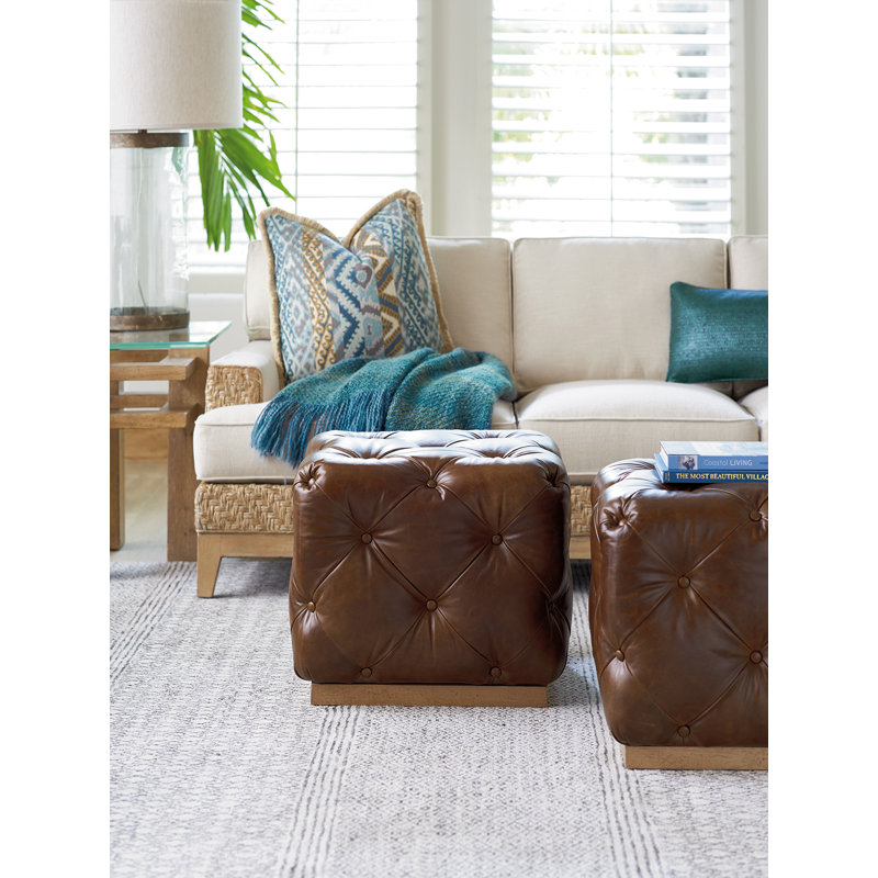 Los Altos Auburn Leather Ottoman
