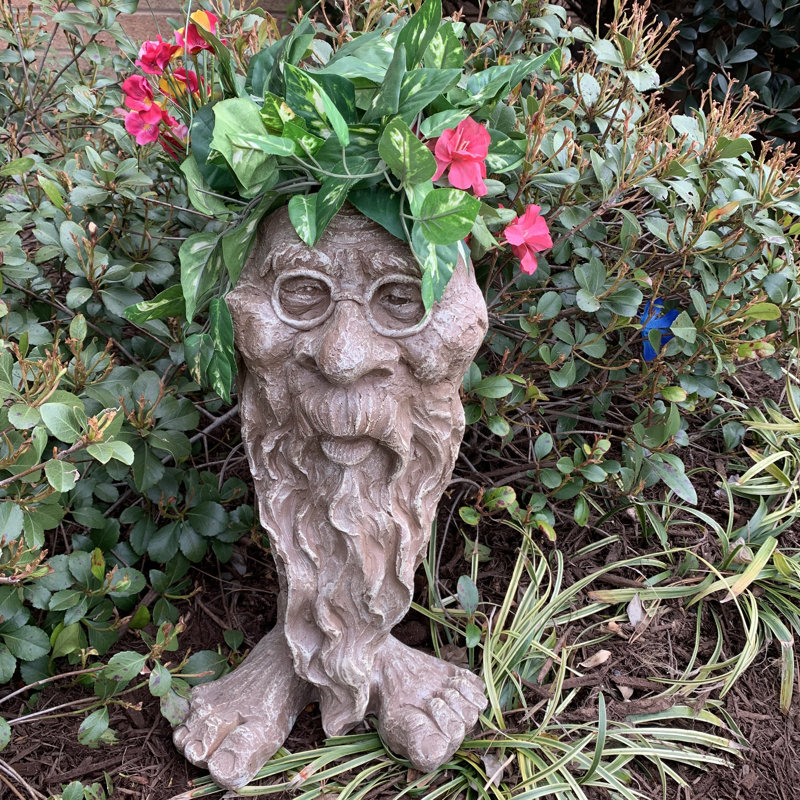 Stone Wash Grandpa RIP Face Resin Planter Statue