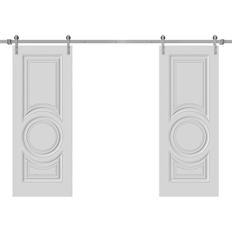 Double porte de grange | Émail impérial blanc 1855 | Ensemble de rail 13 pi | Portes intérieures solides, 36 po x 80 po
