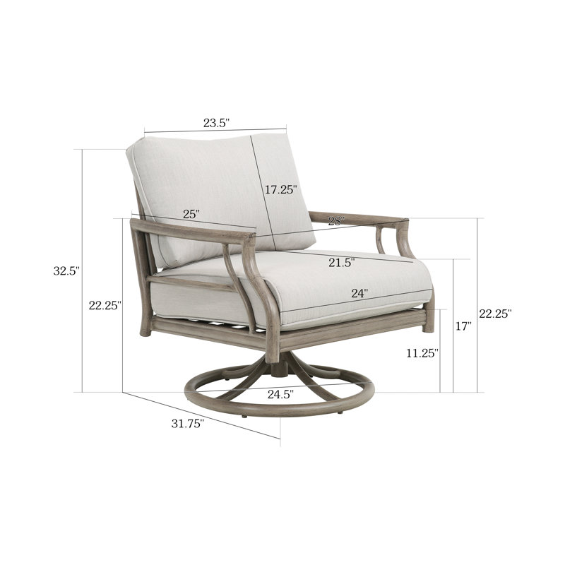 Lamando Patio Aluminum Swivel Club Chair Lounge Chair With Olefin Cushions