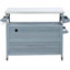 Chariot de barbecue extérieur French Country: plateau en acier inoxydable et bois. Rangement. 4 roues verrouillables lisses. Gris-bleu Chariot à épices avec tablettes réglables pour serviettes-1098859054