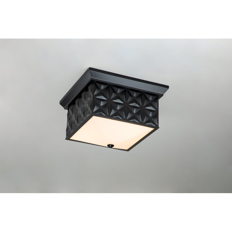 Alpha Square Flush Mount In Black, Black