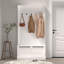 Banc d'entrée avec portemanteau, arbre d'entrée avec banc de rangement pour chaussures, rangement pour hall d'entrée avec 5 crochets, blanc