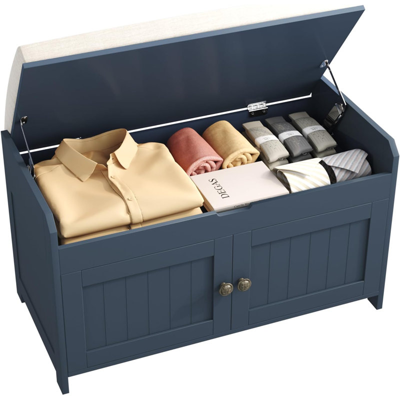 6 Pair Shoe Storage Bench, Blue
