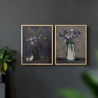 Ensemble de 2 estampes rétro Vintage Floral XLV III - estampe numérique
