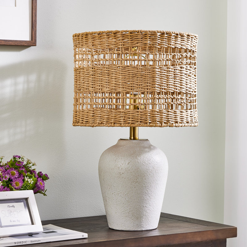 Lampe de table 21 po Boho, Gris clair