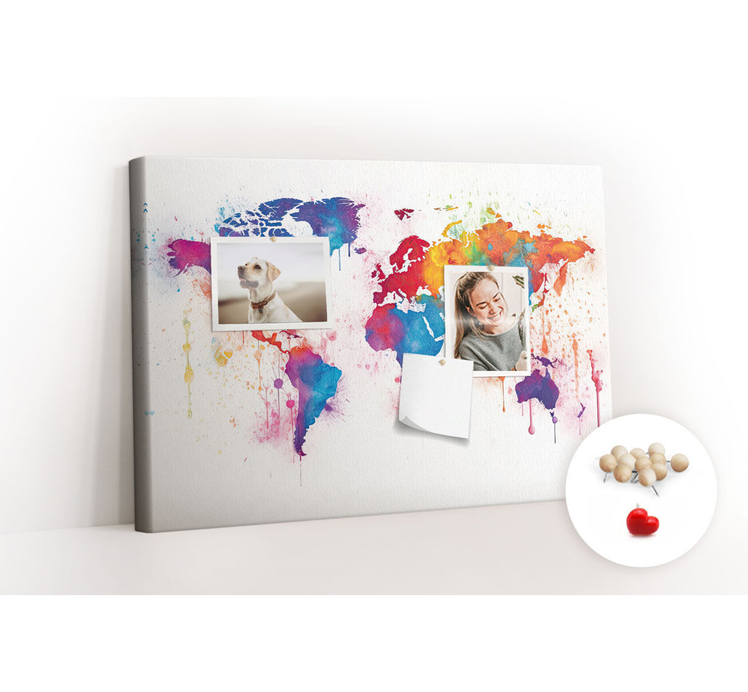 Wall Mounted bulletin board print decorative wall pin board for wall home office corkboard World map