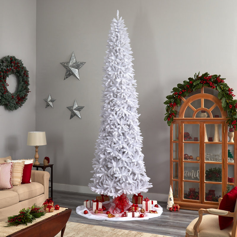 Sapin de Noël cachemire blanc avec lumières DEL, 12'
