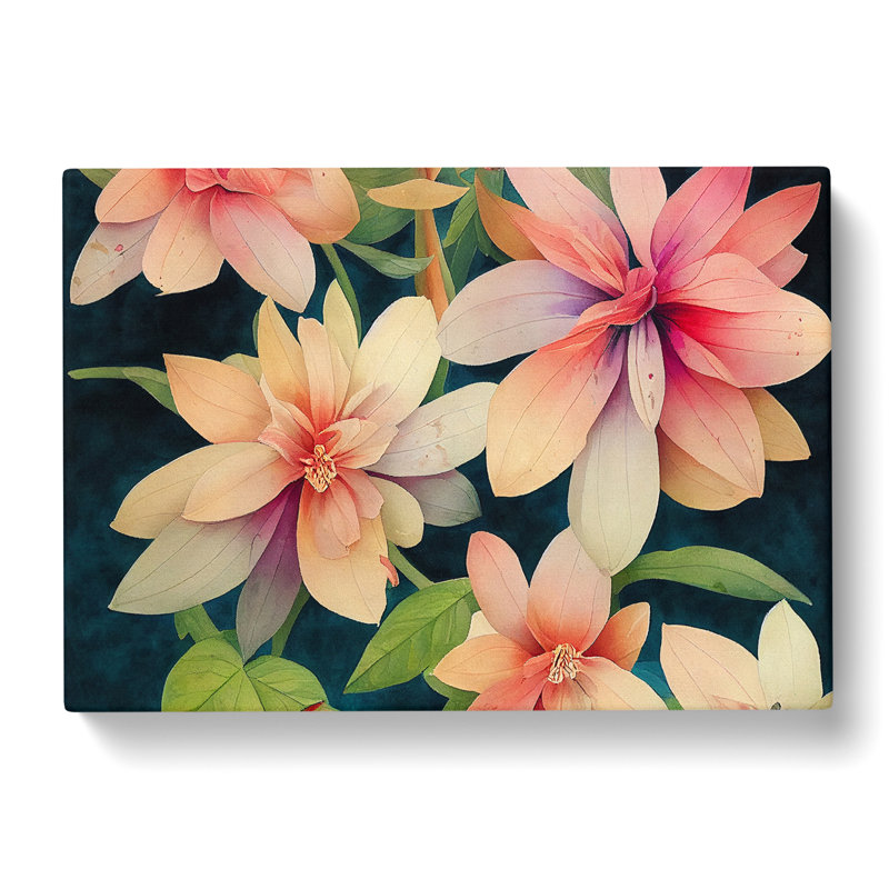 Dreamlike Watercolour Flowers - Wrapped Canvas Print, 35cm H x 50cm W x 3cm D