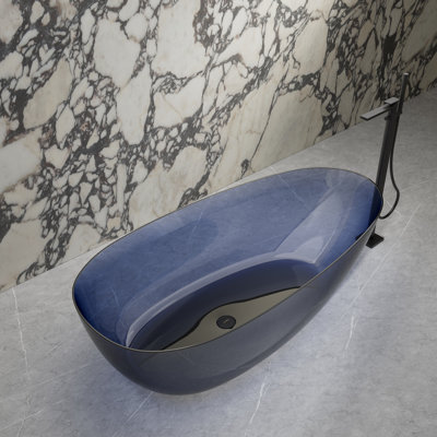 Baignoire de trempage autoportante en résine 59 "x 30" avec bonde escamotable pour salle de bain MonBlari