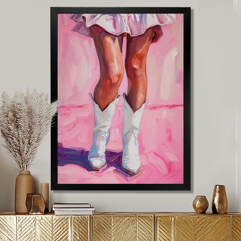 Décoration murale danseuse dans les rues d'Austin - Cowgirls, H 20 po x l 12 po x P 1 po, Toile encadrée noire simple
