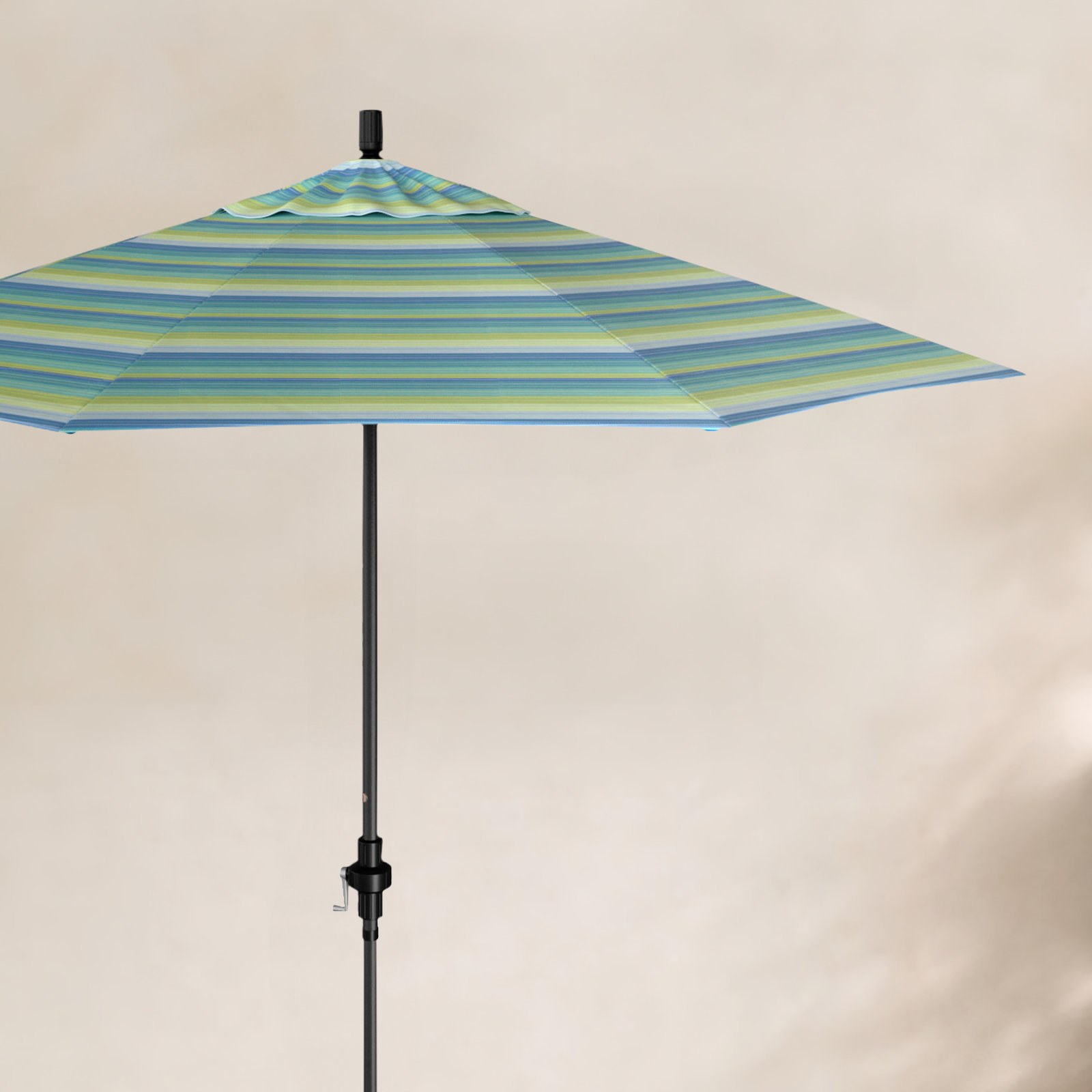 Garita 9' Sunbrella® Market Umbrella, Stone Black, Seville Seaside Stripe Sunbrella®