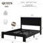 Base de lit pour grand lit: bruit, tête de lit avec rangement pour câbles, 2 sommiers sans sommier et lattes de bois pour la chambre à coucher: tête de lit à DEL, charge, design rétro, noir foncé facile à assembler-1261006006