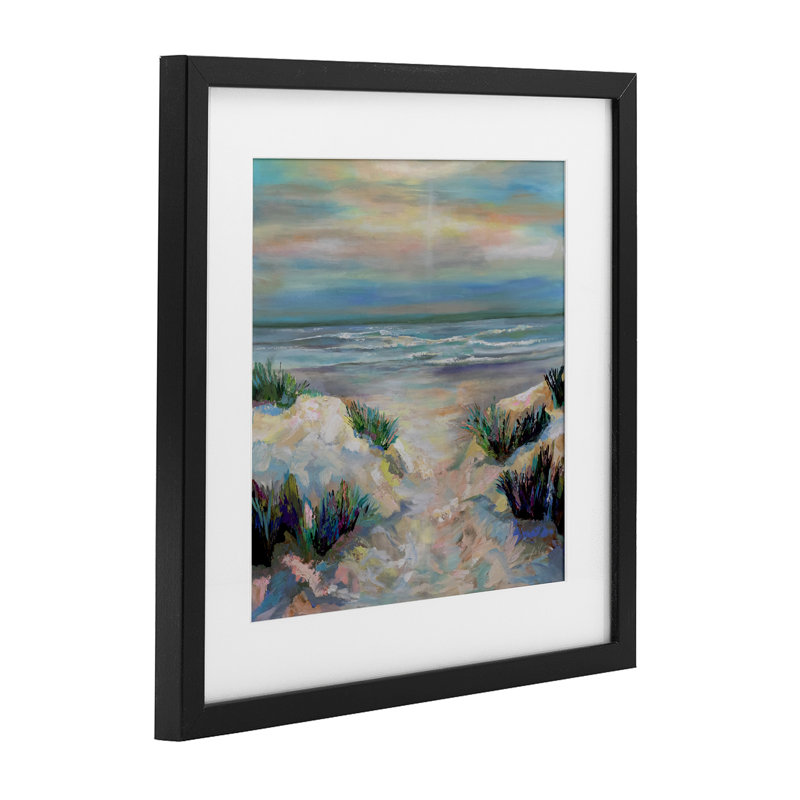 «Sanctifier Beach Sunrise», reproduction sous verre encadrée, design par Jeanette Vertentes, 13" H x 13" W, Cadre noir minuit
