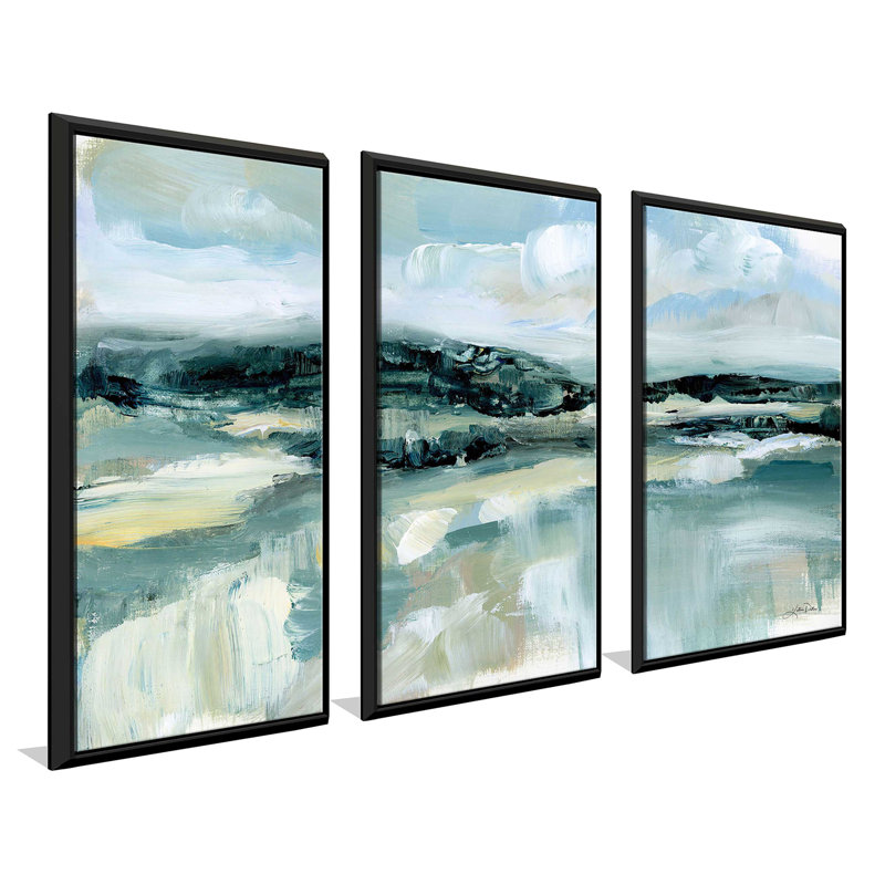 «Clouds At Hilltop» par Katrina Pete, peinture sur toile flottante 3 pièces, L 52,5 po x H 33,5 po